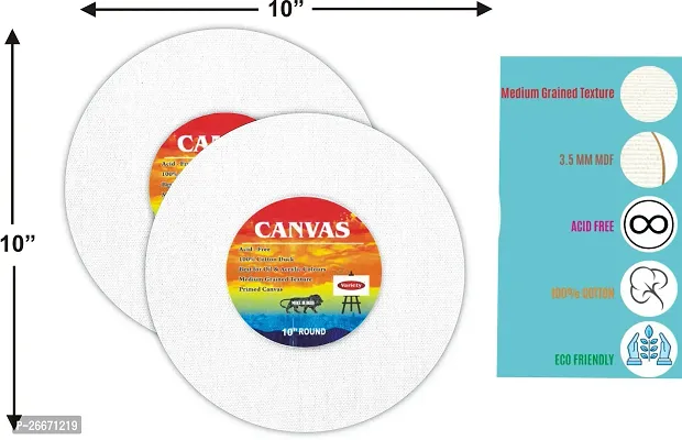 variety 10 ROUND CANVAS BOARD Cotton Medium Grain Board Canvas, Primed Canvas Board  Set of 2   PURE WHITE-thumb2