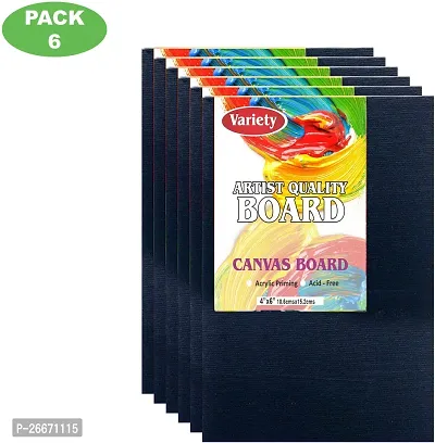 variety 4 x 6 BOARD CANVAS Cotton Medium Grain Board Canvas  Set of 6   Black-thumb2