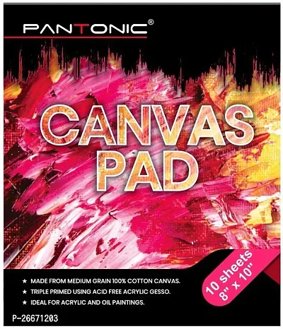 PANTONIC A/5 CANVAS PAD Cotton Medium Grain Canvas Pad  Set of 10   PURE WHITE-thumb0