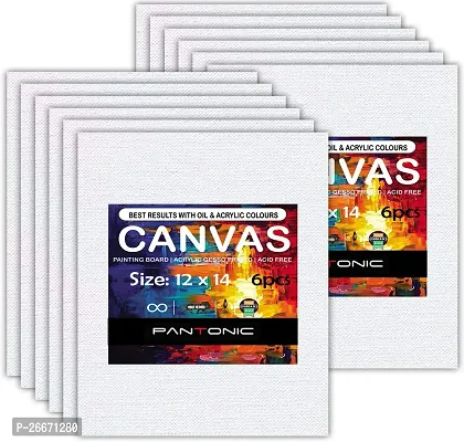 PANTONIC 12 x 14 Artists CANVAS BOARD TRIPLE LAYER PRIMED Cotton Medium Grain Board Canvas, Primed Canvas Board  Set of 12   White