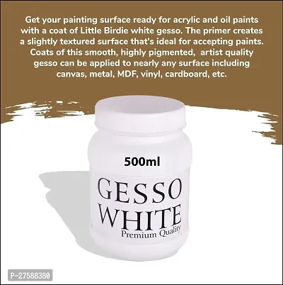 PANTONIC GESSO WHITE 500 ML White Gesso for Oil Painting, Paint Formulations, Canvas (Semi-liquid 500 ml)-thumb3