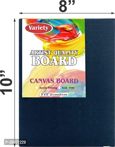 variety 8 x 10 BLACK CANVAS BOARD Cotton Medium Grain Board Canvas, Primed Canvas Board  Set of 4   Black-thumb2