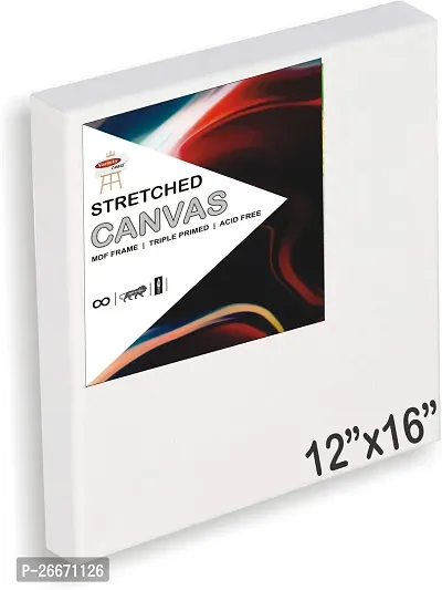 variety 12 x 16 STRETCHED CANVAS Cotton Medium Grain Stretched Canvas Board  Set of 1   White