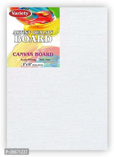 variety White Canvas 8x10 [10] 5OZ Primed Cotton Medium Grain Board Canvas, Primed Canvas Board  Set of 10   PURE WHITE-thumb2