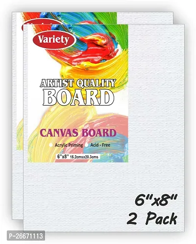 variety 6 x 8 CANVAS BOARD Cotton Medium Grain Board Canvas  Set of 2   PURE WHITE