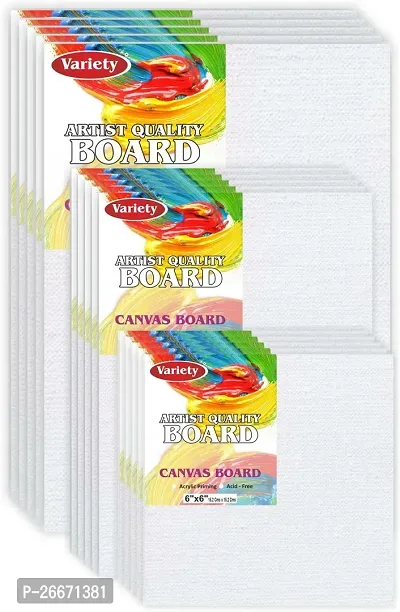 Variety Canvas 8x10 [5] 6x8 [5] 6x6 [5] Artist canvas Cotton Medium Grain Board Canvas, Primed Canvas Board  Set of 15   White-thumb2