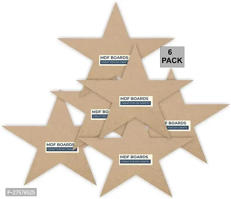 variety 6 Inch STAR MDF PACK OF 6 Wooden Geometric Object-thumb5