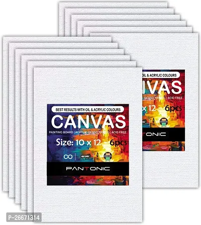 PANTONIC 10 x 12 Artists CANVAS BOARD TRIPLE LAYER PRIMED Cotton Medium Grain Board Canvas, Primed Canvas Board  Set of 12   White-thumb0