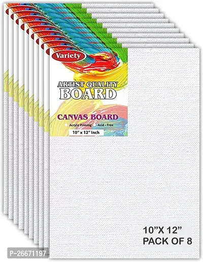 variety 10 x 12 BOARD CANVAS Cotton Medium Grain Board Canvas  Set of 8   PURE WHITE