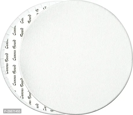 Variety Canvas 4 INCH ROUND CANVAS PANEL Cloth Medium Grain Board Canvas  Set of 3   PURE WHITE-thumb4