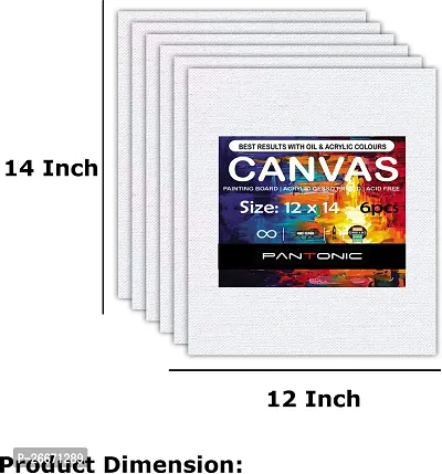 PANTONIC 12 x 14 Artists CANVAS BOARD TRIPLE LAYER PRIMED Cotton Medium Grain Board Canvas, Primed Canvas Board  Set of 6   White-thumb2