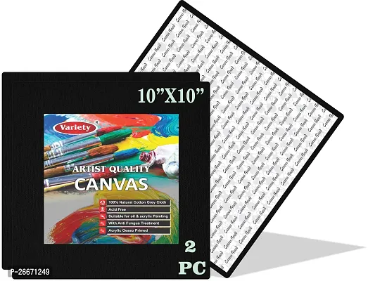 variety 10 x 10 BLACK CANVAS BOARD Cotton Medium Grain Board Canvas, Primed Canvas Board  Set of 2   Black