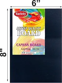 variety 6 x 8 BLACK CANVAS BOARD Cotton Medium Grain Board Canvas  Set of 4   Black-thumb1