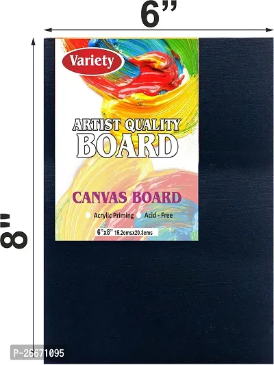 variety 6 x 8 BLACK CANVAS BOARD Cotton Medium Grain Board Canvas  Set of 4   Black-thumb2