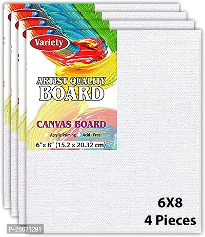 variety 6 x 8 BOARD CANVAS Cotton Medium Grain Board Canvas  Set of 4   PURE WHITE