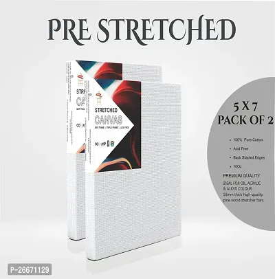 variety 5 x 7 STRETCHED CANVAS Cotton Medium Grain Stretched Canvas Board  Set of 2   PUIRE WHITE