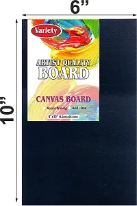 variety 6 x 10 BLACK CANVAS BOARD Cotton Medium Grain Board Canvas  Set of 2   Black-thumb1