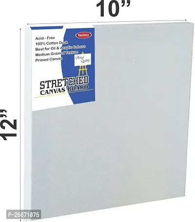 variety 12 x 10 PRE STRETCHED CANVAS FRAME Cloth Medium Grain Stretched Canvas Board  Set of 4   PURE WHITE-thumb2