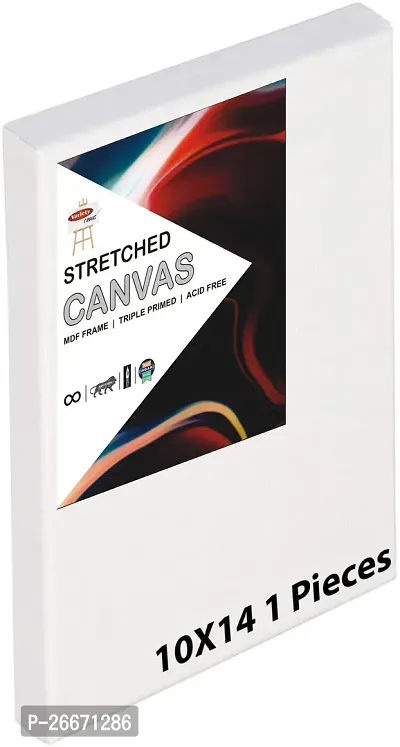 variety 10x 14 PRE STRETCHED CANVAS ARTIST GRADE TRIPLE LAYER Cotton Medium Grain Stretched Canvas Board, Board Canvas, Pre Stretched Canvas, Canvas Pad  Set of 1   PURE WHITE-thumb0