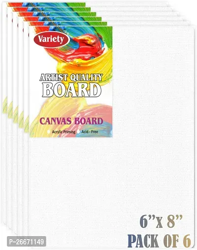 variety 6 x 8 CANVAS BOARD Cotton Medium Grain Board Canvas  Set of 6   PURE WHITE