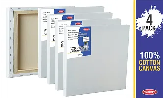 variety 12 x 14 STRETCHED CANVAS BOARD Cloth Medium Grain Stretched Canvas Board  Set of 4   PURE WHITE-thumb1