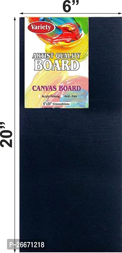 variety 6 x 20 BLK CANVAS BOARD Cotton Medium Grain Primed Canvas Board  Set of 2   Black-thumb2