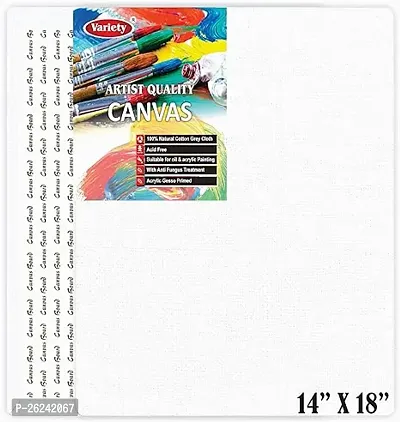 Variety Canvas 14 X 18 Inch Cotton Canvas Board For Painting, Pack Of 1 Piece - White