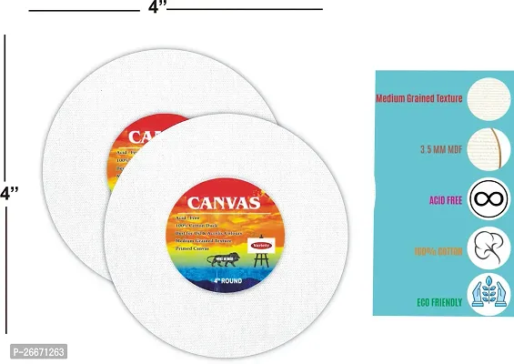 variety 4 ROUND CANVAS PANEL Cotton Medium Grain Board Canvas, Primed Canvas Board  Set of 6   PURE WHITE-thumb2