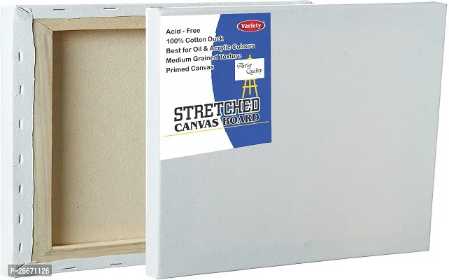 variety 12 x 16 STRETCHED CANVAS Cotton Medium Grain Stretched Canvas Board  Set of 1   White-thumb3