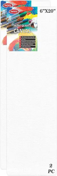 variety 6 x 20 CANVAS BOARD Cotton Medium Grain Primed Canvas Board  Set of 2   PURE WHITE