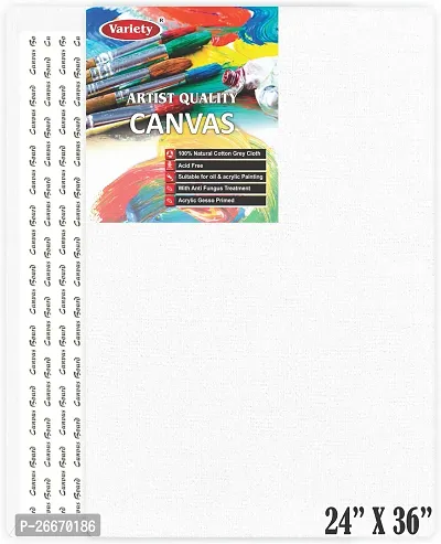 variety 24 X 36 CANVAS BOARD Cloth Medium Grain Board Canvas (Set of 1) (PURE WHITE)-thumb2