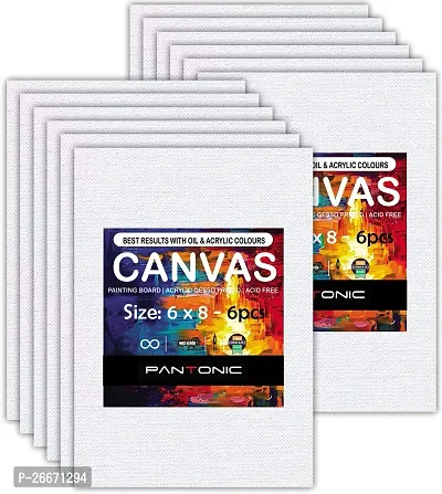 PANTONIC 6 x 8 Artists CANVAS BOARD TRIPLE LAYER PRIMED Cotton Medium Grain Board Canvas, Primed Canvas Board  Set of 12   White