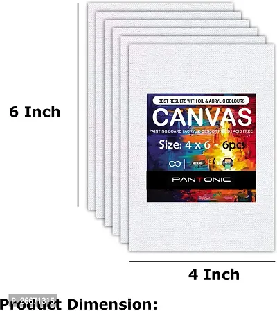 PANTONIC 4 x 6 Artists CANVAS BOARD TRIPLE LAYER PRIMED Cotton Medium Grain Board Canvas, Primed Canvas Board  Set of 12   White-thumb2