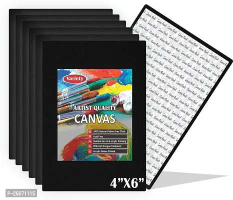 variety 4 x 6 BOARD CANVAS Cotton Medium Grain Board Canvas  Set of 6   Black-thumb0