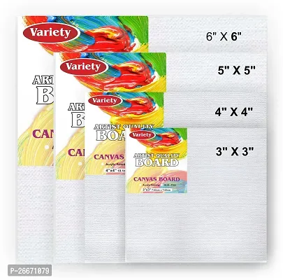 variety 6x6 5x5 4x4 3x3 BOARD CANVAS Cloth Medium Grain Board Canvas  Set of 12   White-thumb3