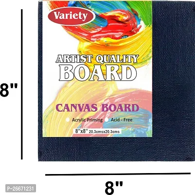 variety 8 x 8 BLACK CANVAS BOARD Cotton Medium Grain Board Canvas, Primed Canvas Board  Set of 2   Black-thumb2