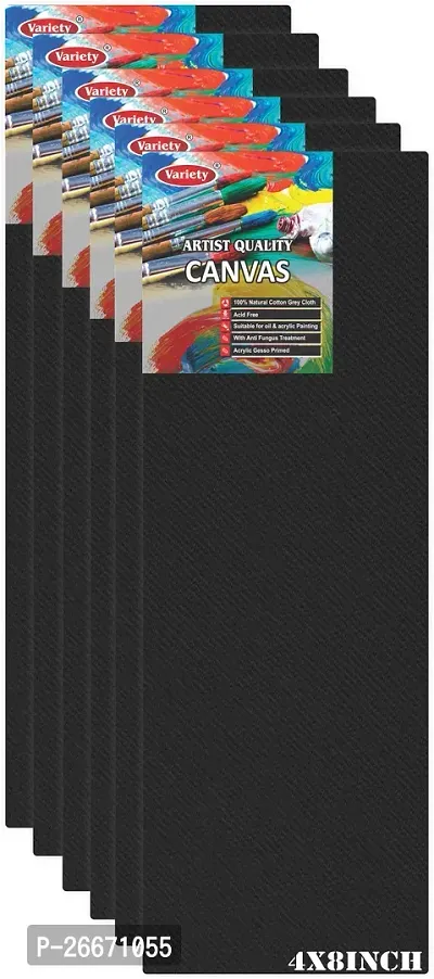 variety 4 x 8 black board canvas Cotton Medium Grain Board Canvas  Set of 6   Black