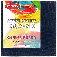 variety 4 x 4 BLK CANVAS BOARD Cotton Medium Grain Board Canvas  Set of 6   Black-thumb1
