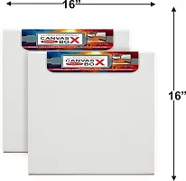 Variety Canvas 16 x 16 Pre Box Canvas Artist Grade Pack of 2 Cotton Medium Grain Board Canvas, Stretched Canvas Board  Set of 2   White-thumb1