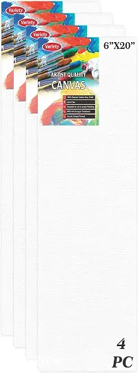 variety 6 x 20 CANVAS BOARD Cotton Medium Grain Primed Canvas Board  Set of 4   PURE WHITE