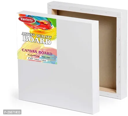 variety 12 x 12 STRETCHED CANVAS Cotton Medium Grain Stretched Canvas Board  Set of 4   PURE WHITE-thumb2