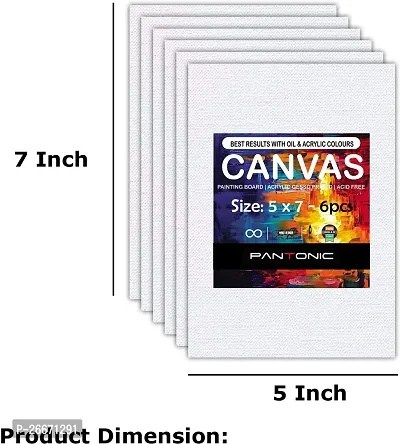 PANTONIC 5 x 7 Artists CANVAS BOARD TRIPLE LAYER PRIMED Cotton Medium Grain Board Canvas, Primed Canvas Board  Set of 12   White-thumb2