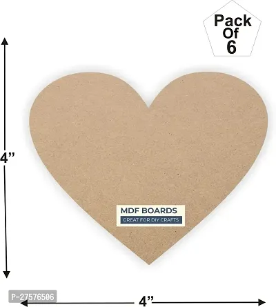 variety 4 Inch HEART MDF PACK OF 6 Wooden Geometric Object