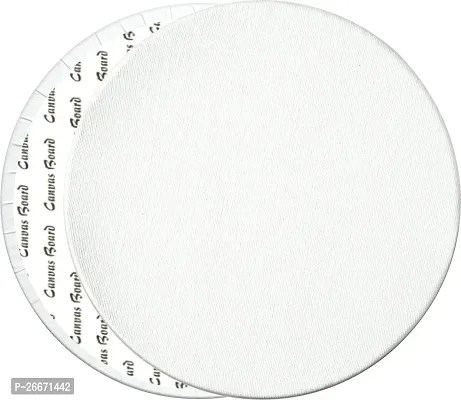 Variety Canvas 3 INCH ROUND CANVAS PANEL PACK OF 4 Cloth Medium Grain Board Canvas  Set of 4   PURE WHITE-thumb3