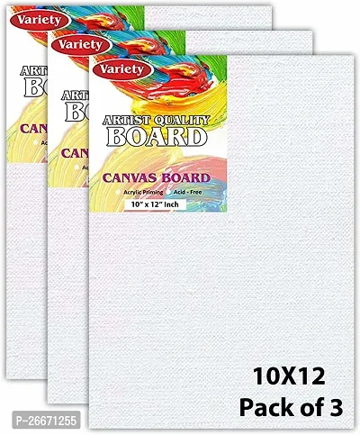 variety 8 x 10 And 10 x 12 Inch Size, A4 Canvas Boards for Painting, Different Size Combo Pack Cotton Medium Grain Board Canvas  Set of 5   PURE WHITE-thumb2