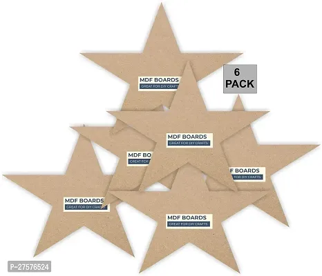 variety 4 Inch STAR MDF PACK OF 6 Wooden Geometric Object-thumb5