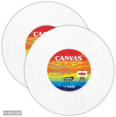 variety 4 ROUND CANVAS PANEL Cotton Medium Grain Board Canvas, Primed Canvas Board  Set of 6   PURE WHITE-thumb3