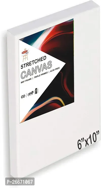 variety 6 x 10 STRETCHED CANVAS Cotton Medium Grain Stretched Canvas Board  Set of 4   PURE WHITE