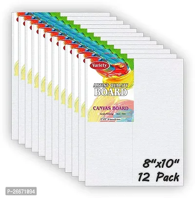 variety 8 x 10 BOARD CANVAS Cotton Medium Grain Board Canvas  Set of 12   PURE WHITE