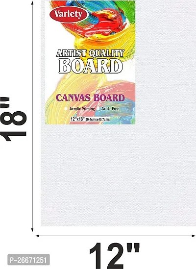 variety 12 x 18 CANVAS BOARD Cotton Medium Grain Board Canvas  Set of 4   White-thumb2